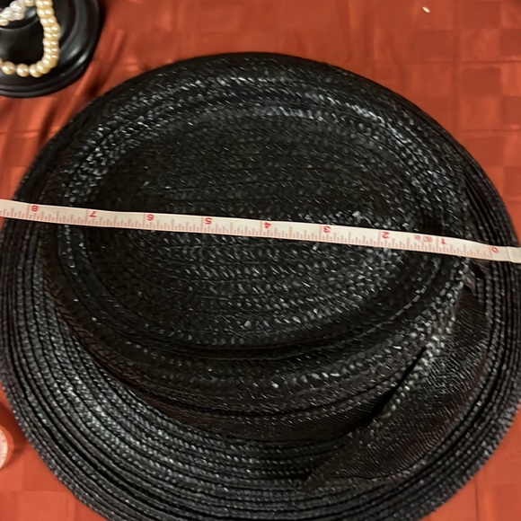 RARE VINTAGE BETMAR NEW YORK BLACK BOW SPRING STRAW DERBY/CHURCH/FORMAL HAT - Picture 7 of 9